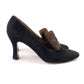 90s Renaissance Style Black Suede Pumps by Baldan Size 7