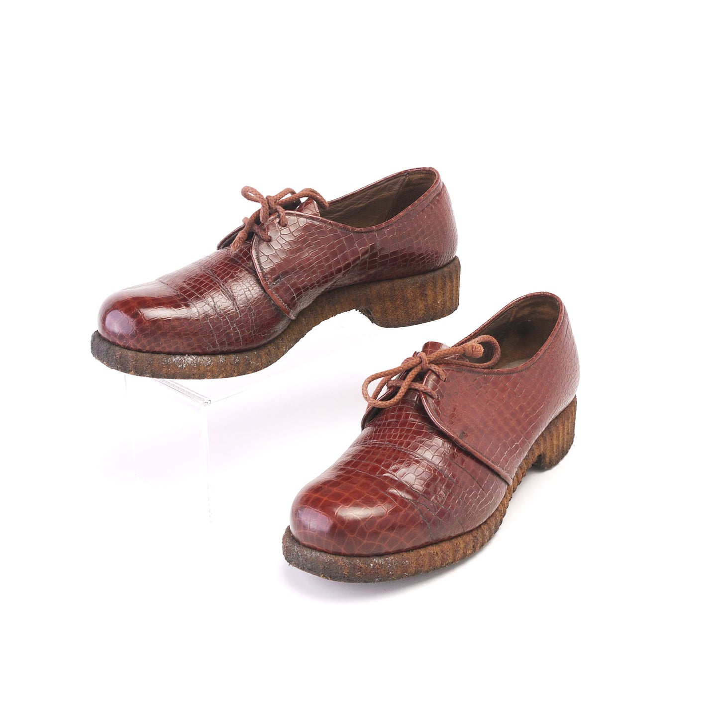 Rare 1930s Bally Crepe Sole Platform Derbies Uk 5.5