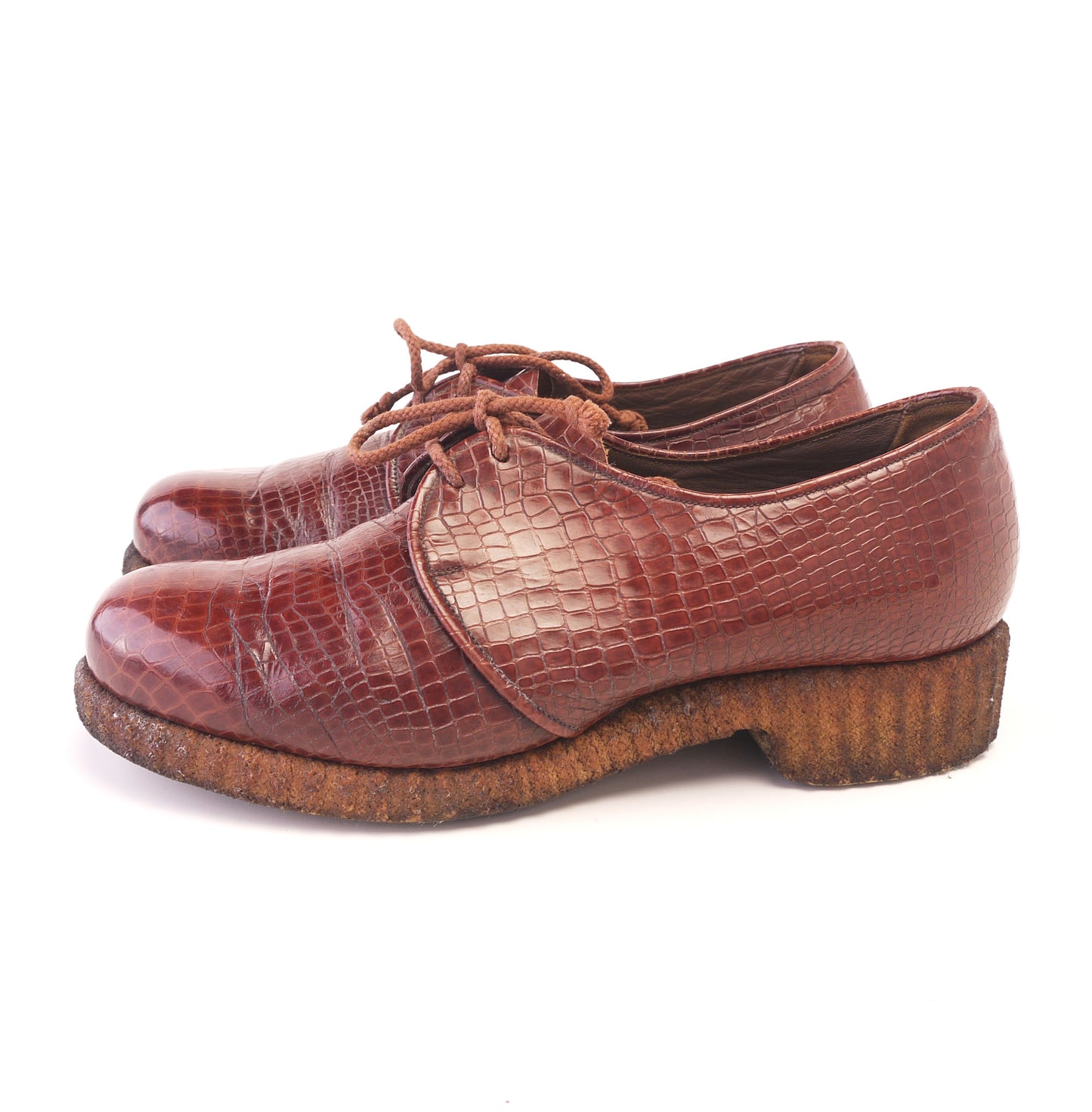 Rare 1930s Bally Crepe Sole Platform Derbies Uk 5.5