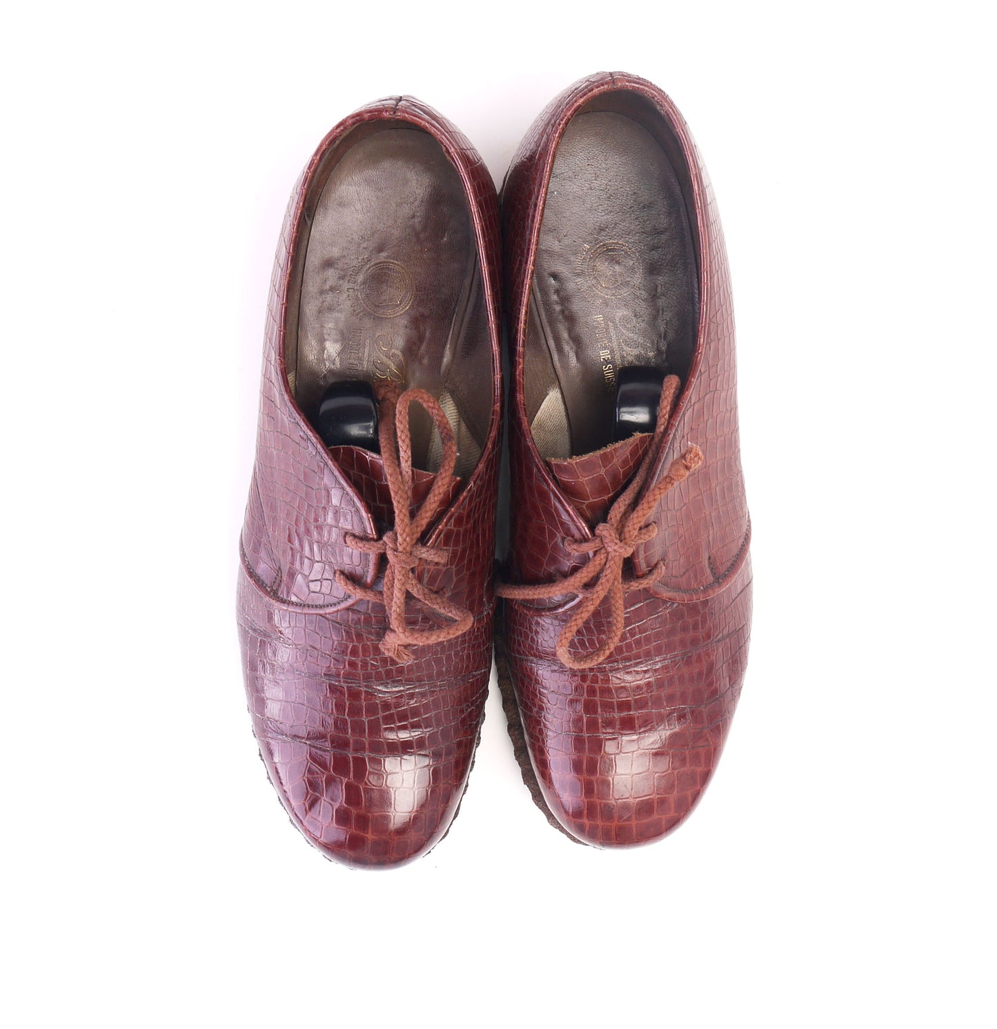 Rare 1930s Bally Crepe Sole Platform Derbies Uk 5.5