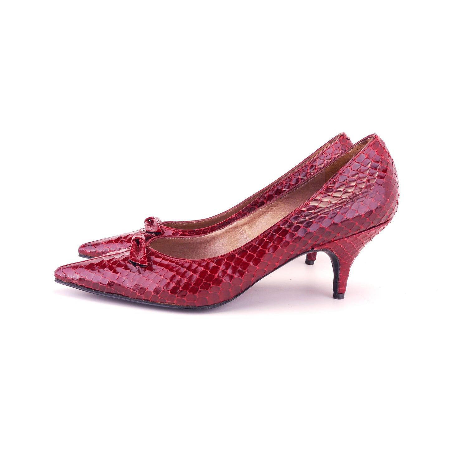1960s Dark Red Patent Snake Pumps by Bally UK 3