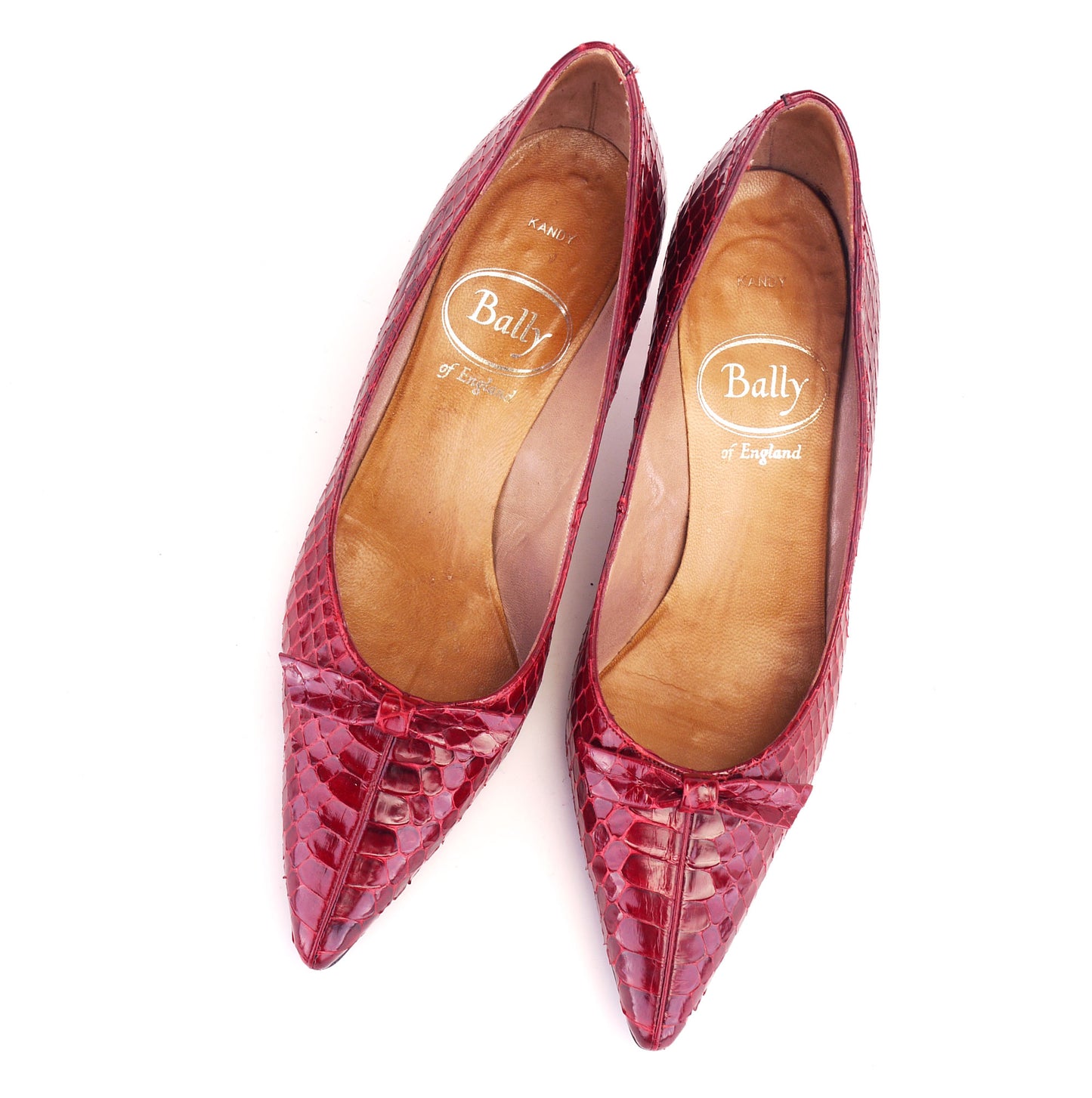 1960s Dark Red Patent Snake Pumps by Bally UK 3