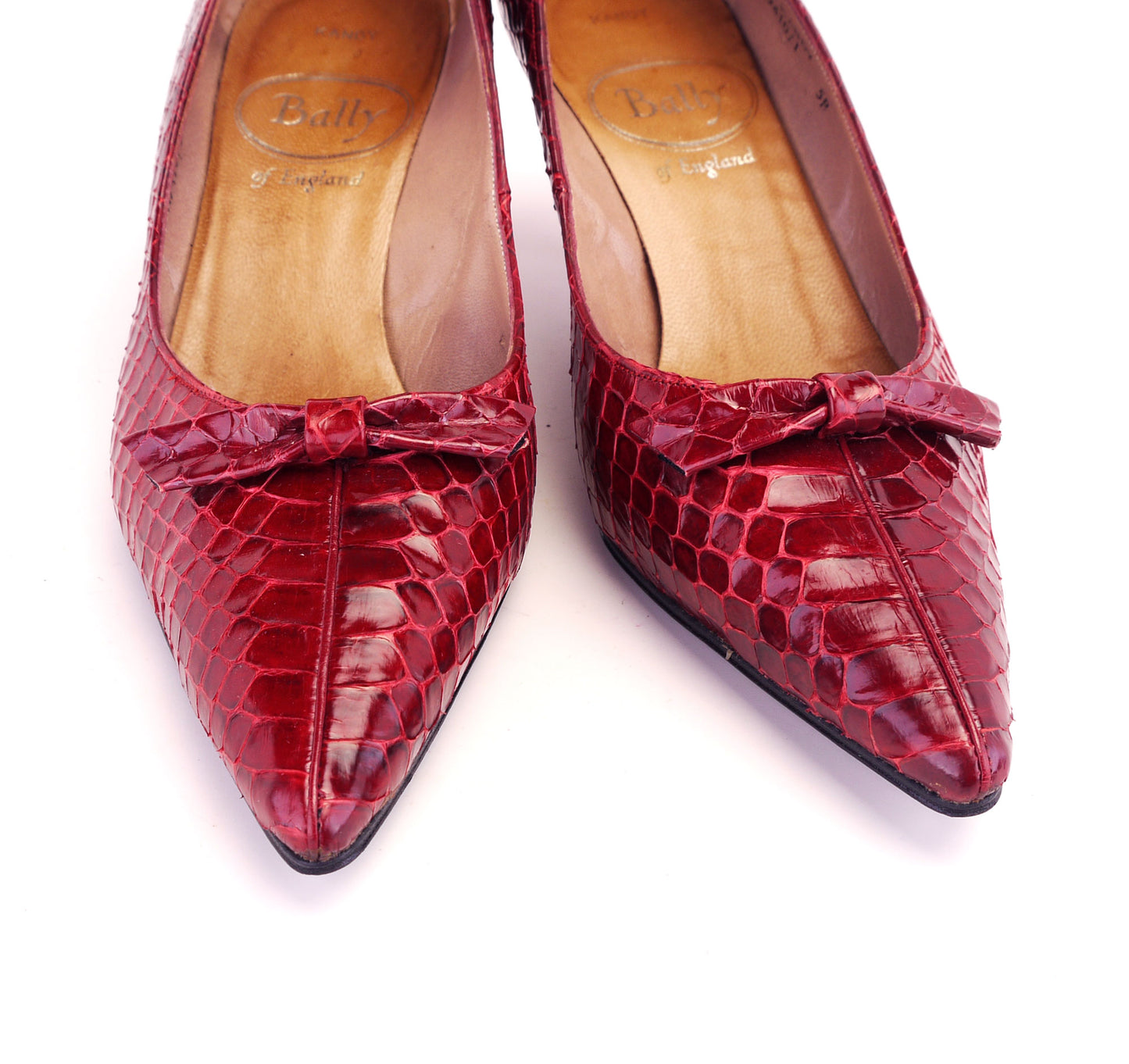 1960s Dark Red Patent Snake Pumps by Bally UK 3