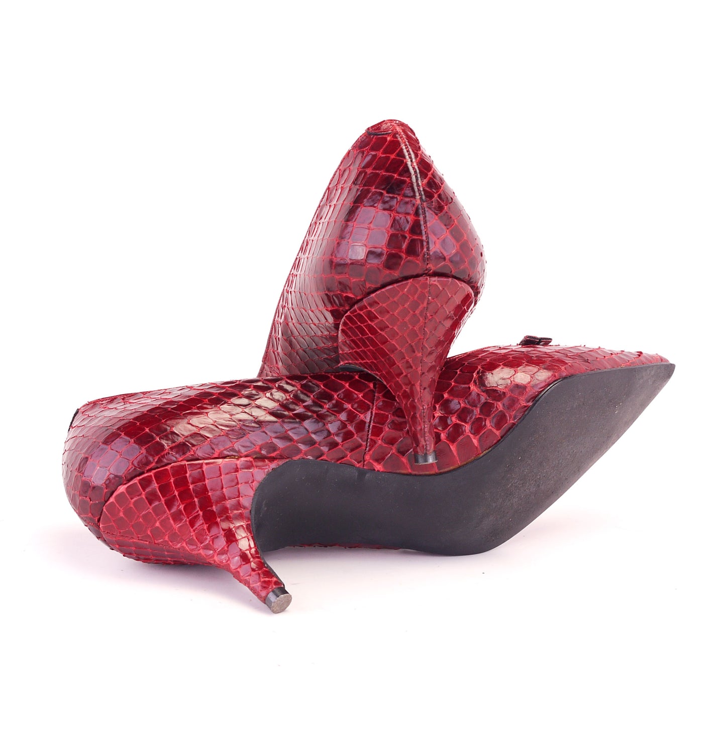 1960s Dark Red Patent Snake Pumps by Bally UK 3