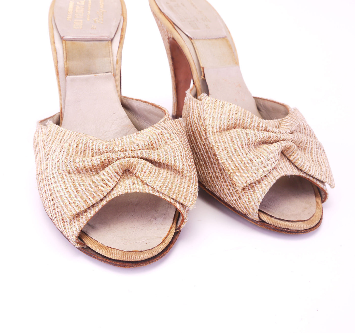 1950s Gold Lamé Springolator Mules by Bally UK 4.5