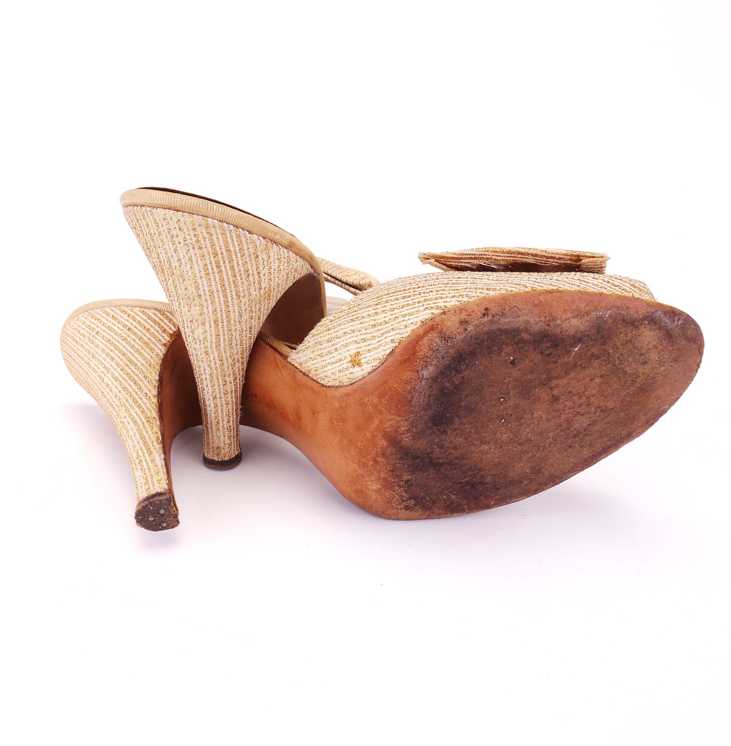 1950s Gold Lamé Springolator Mules by Bally UK 4.5