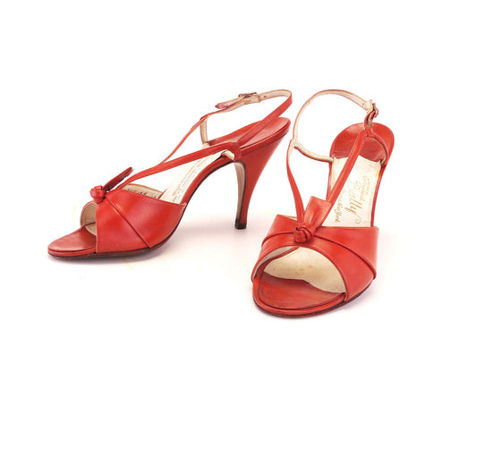 1950s Tomato Red Sandals by Bally UK 4