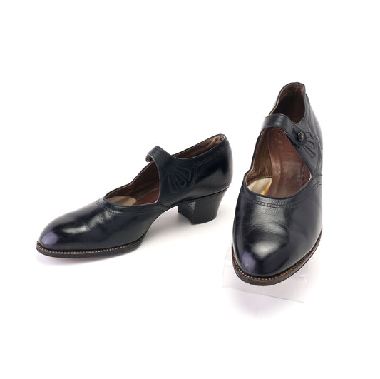 1920s Black Welted Mary Janes by Bally UK 5