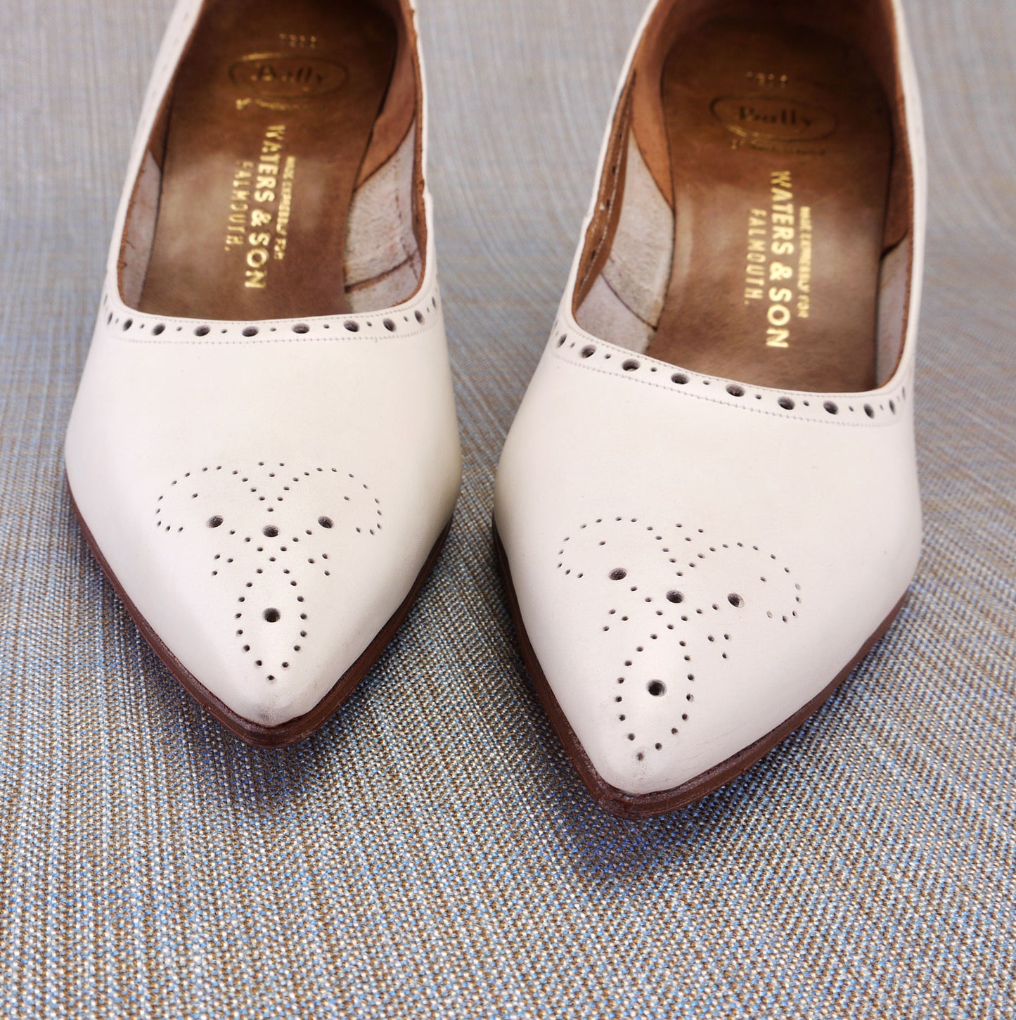 1960s Deadstock White Brogued Pumps by Bally UK 4.5