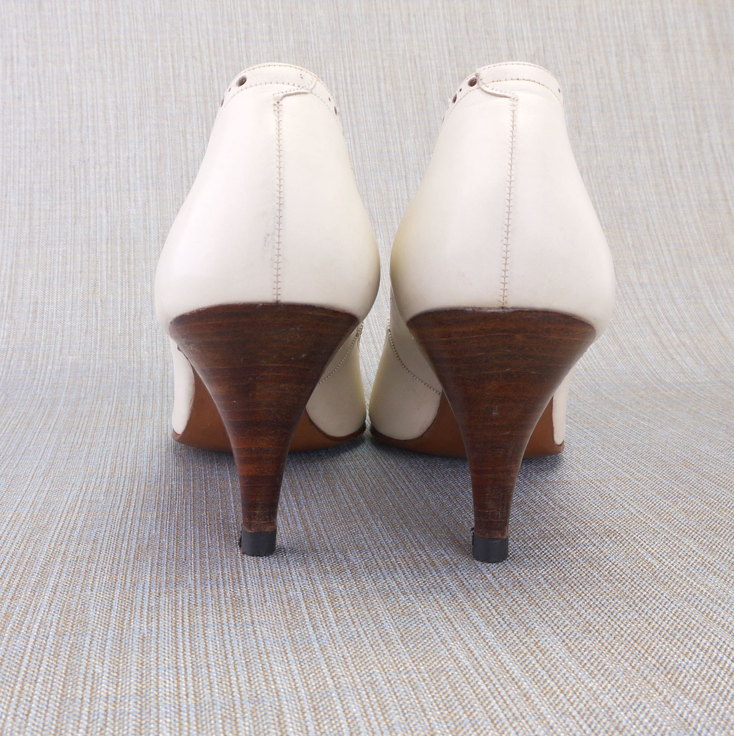1960s Deadstock White Brogued Pumps by Bally UK 4.5