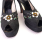 1940s Beaded Platform Slingback Sandals UK 3.5