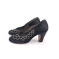 1940s Embroidered Black Silk Pumps by Binns UK 3.5