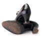 1920s Black Glacé Bar Shoes with Deco Trim UK 4
