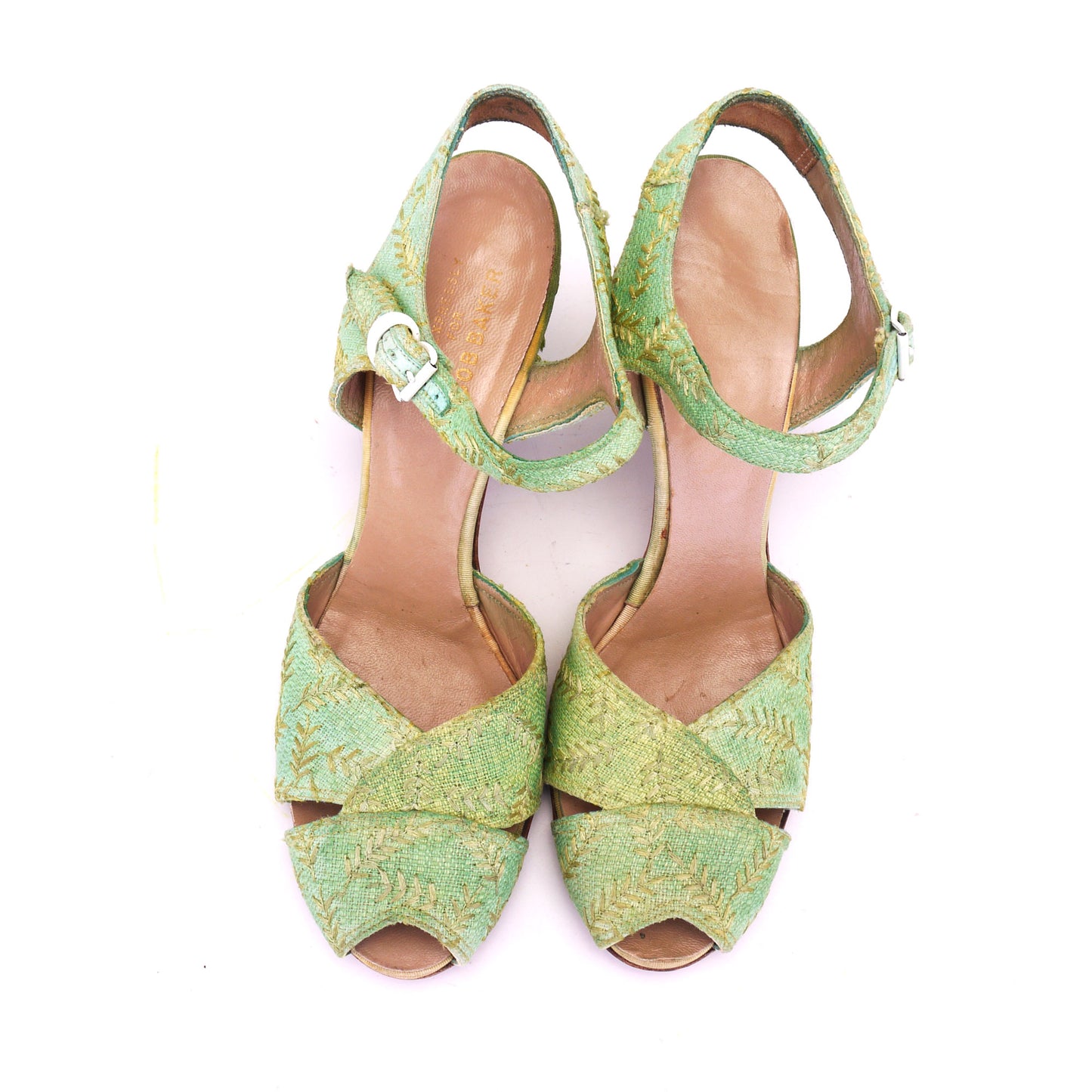 1940s Green Linen Sandals by Bob Baker UK 5