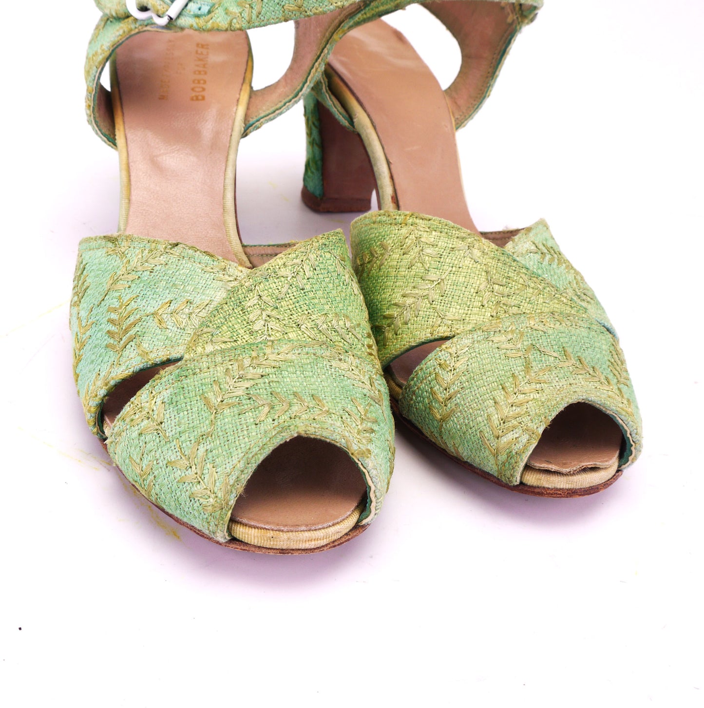 1940s Green Linen Sandals by Bob Baker UK 5