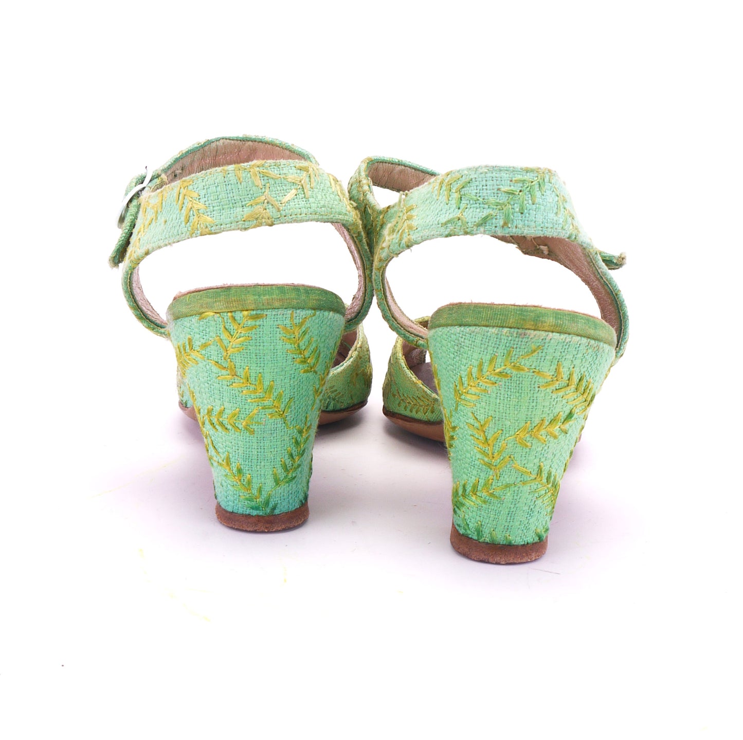 1940s Green Linen Sandals by Bob Baker UK 5