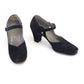 1940s Black Suede Pep Toes with Strap UK 4