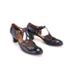 1930s Black T Bar Evening Shoes UK 6