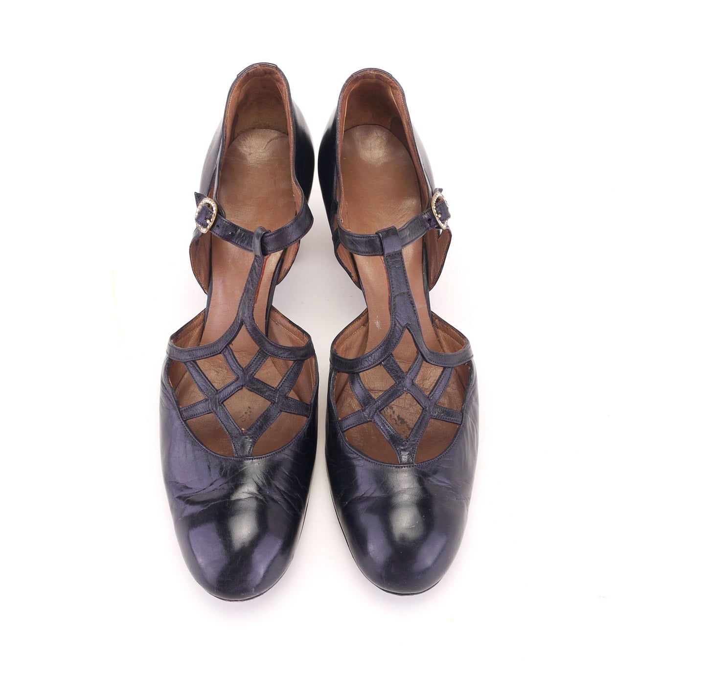 1930s Black T Bar Evening Shoes UK 6
