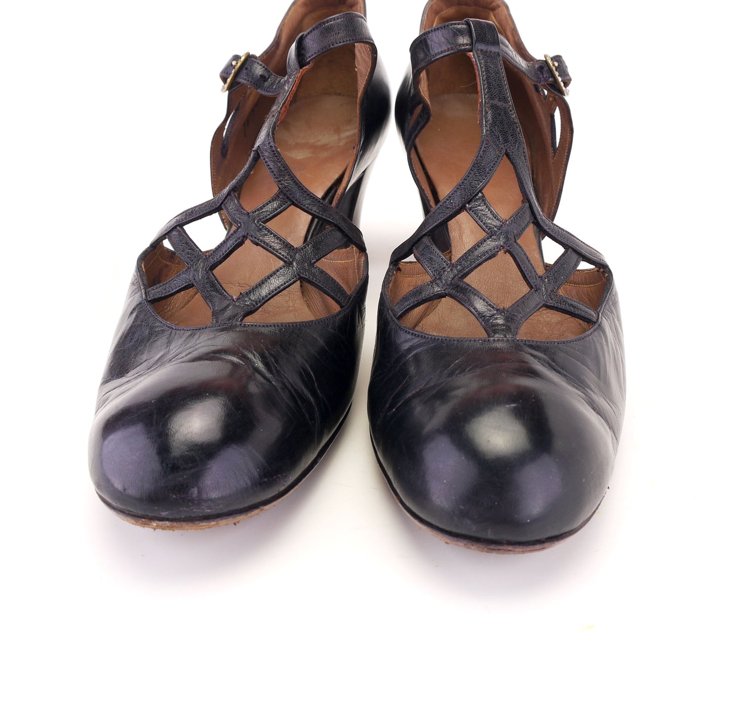 1930s Black T Bar Evening Shoes UK 6