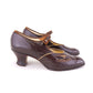 1920s Brown Bar Shoes with Slashed Trim UK 5