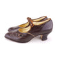 1920s Brown Bar Shoes with Slashed Trim UK 5