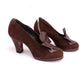 1940s Brown Suede & Leather Platform Pumps UK 3