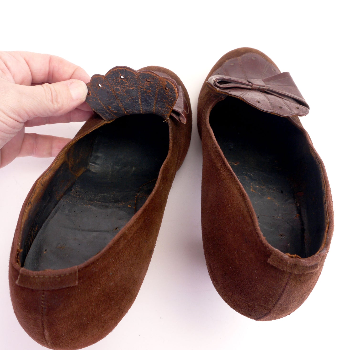 1940s Brown Suede & Leather Platform Pumps UK 3