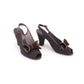 1940s Brown Gabardine Sandals with Studs UK 4