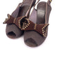 1940s Brown Gabardine Sandals with Studs UK 4