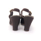 1940s Brown Gabardine Sandals with Studs UK 4