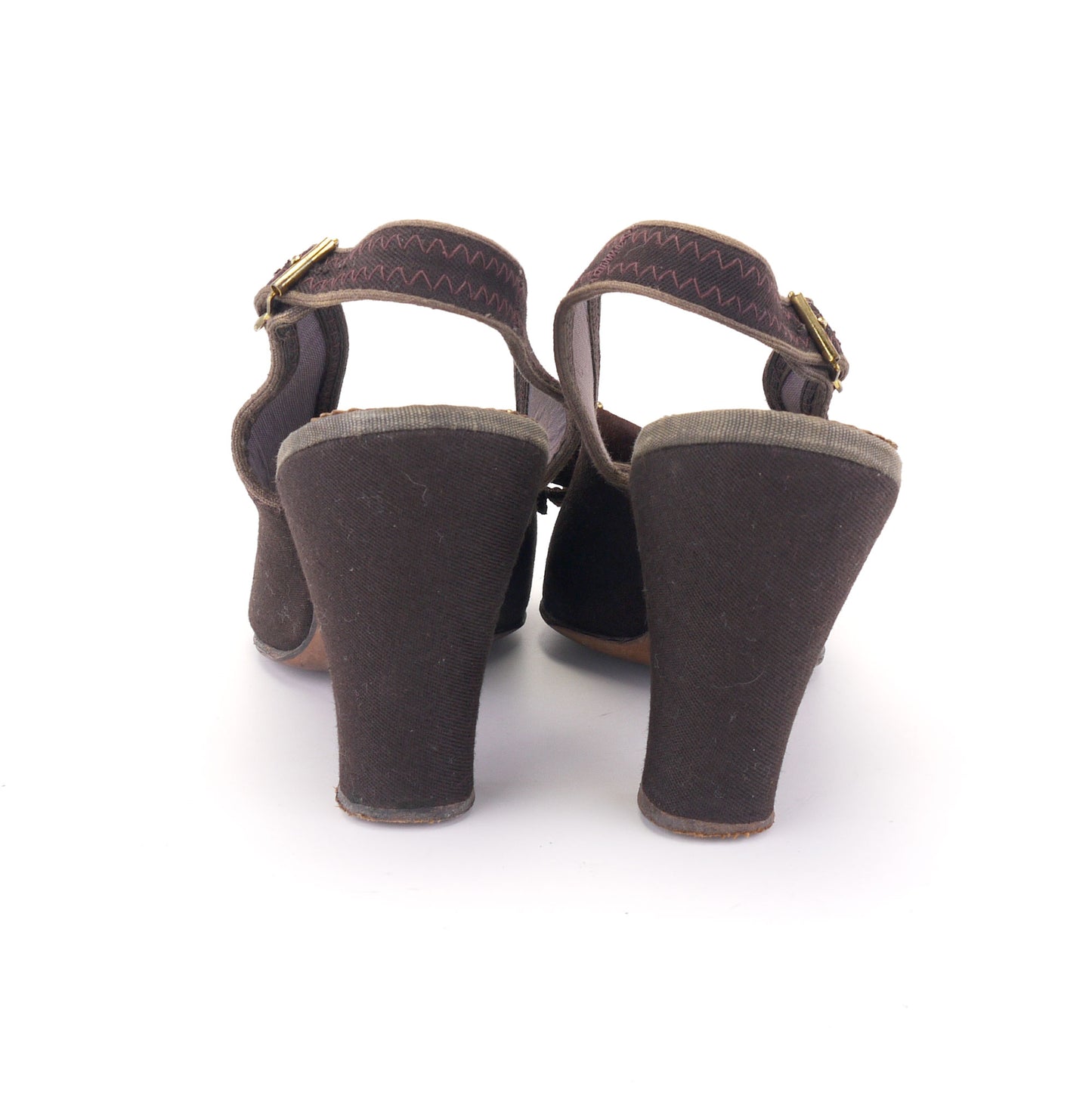 1940s Brown Gabardine Sandals with Studs UK 4