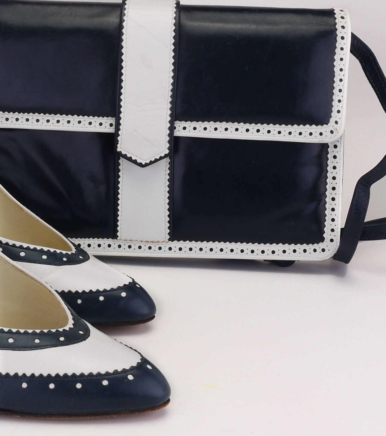 Bruce Oldfield 1980s Spectator Pumps & Bag UK 5