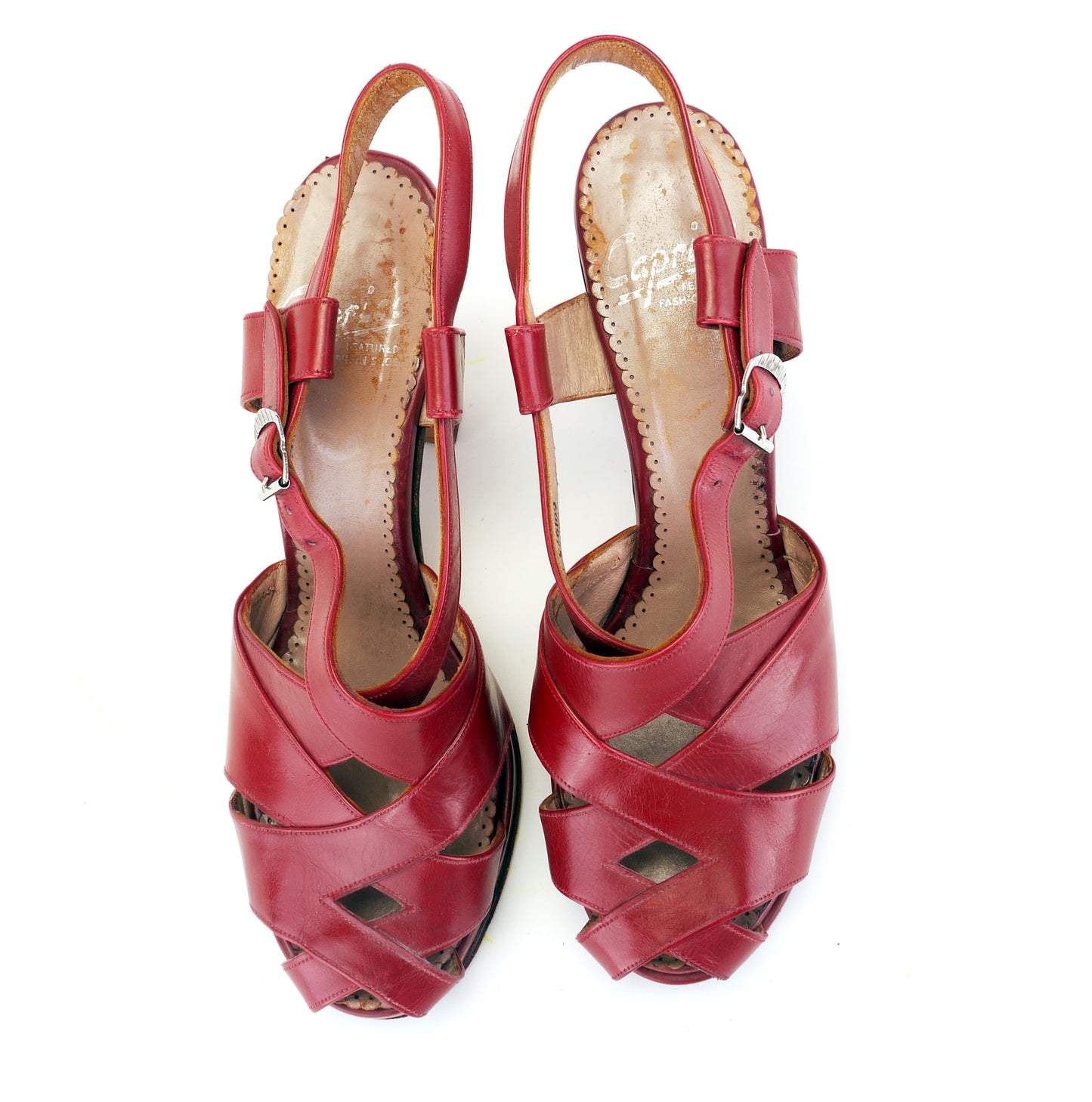 1940s Red Platform Sandals by Caprice UK 6