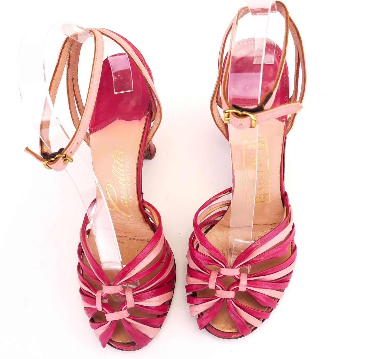 1950s Pink & Pink Ankle Strap Sandals by Carmellites UK 4