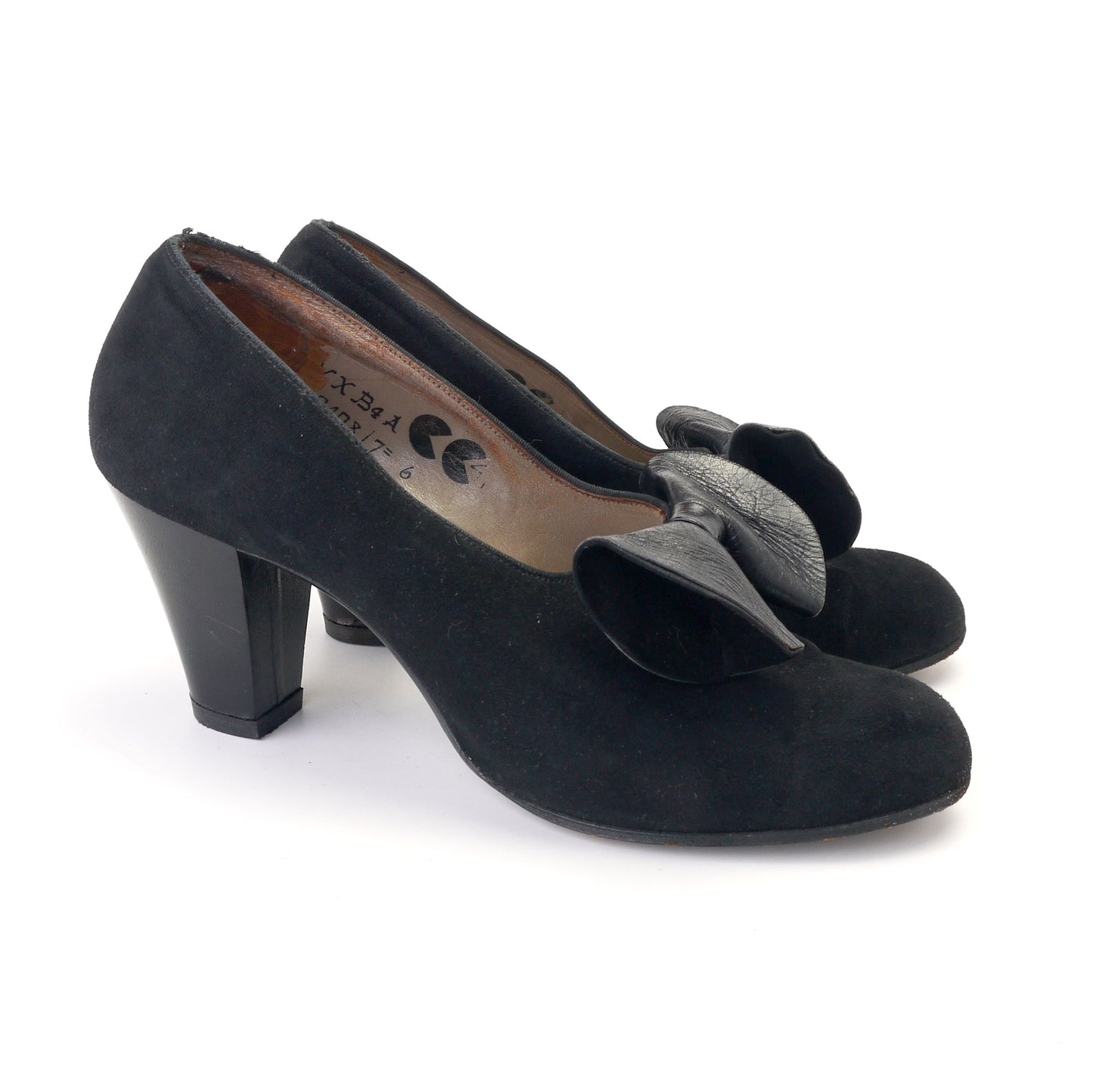 1940s CC41 Black Suede & Leather Pumps UK 5.5