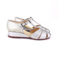 Early 1940s Silver Wedge Sandals CC41 UK 6.5