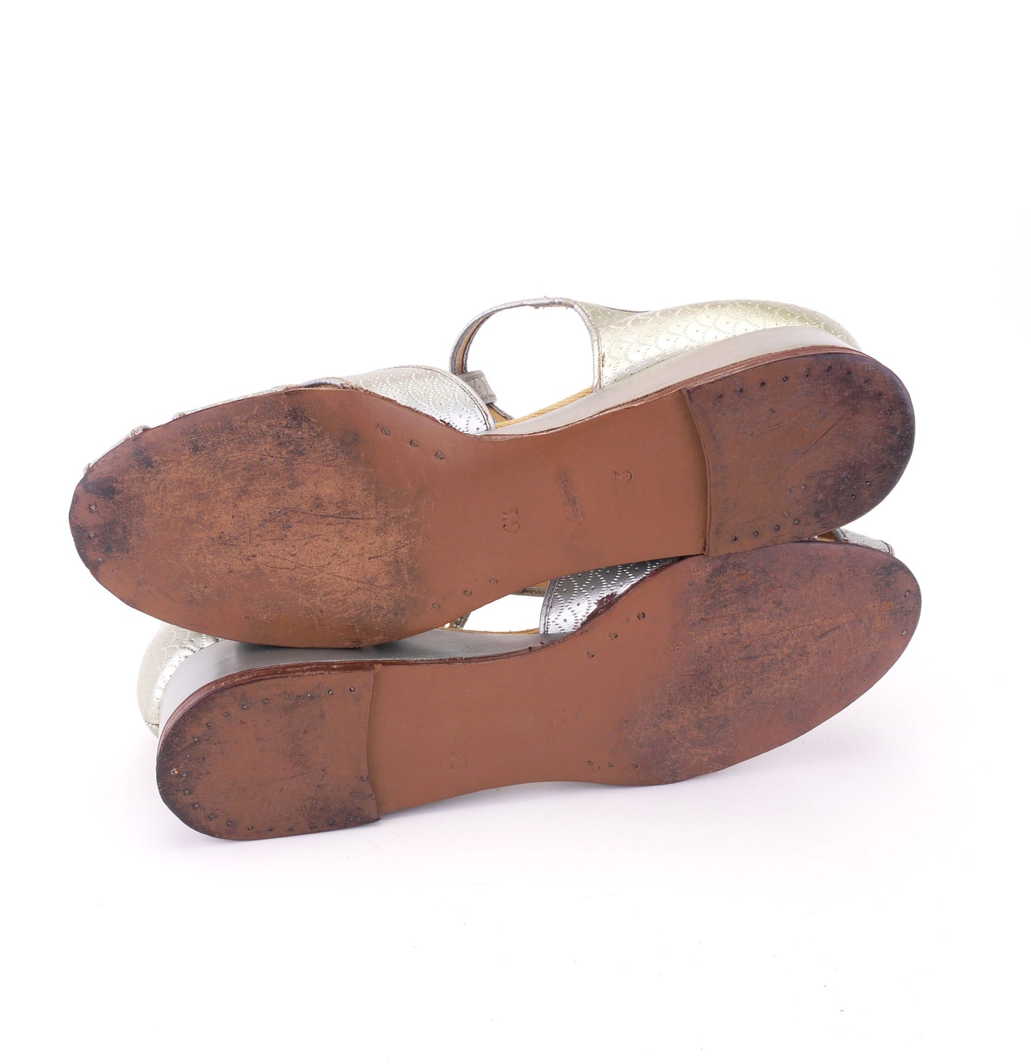 Early 1940s Silver Wedge Sandals CC41 UK 6.5
