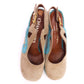 Super Cute Early 70s Chandlers Beige Turquoise Platforms UK 1.5