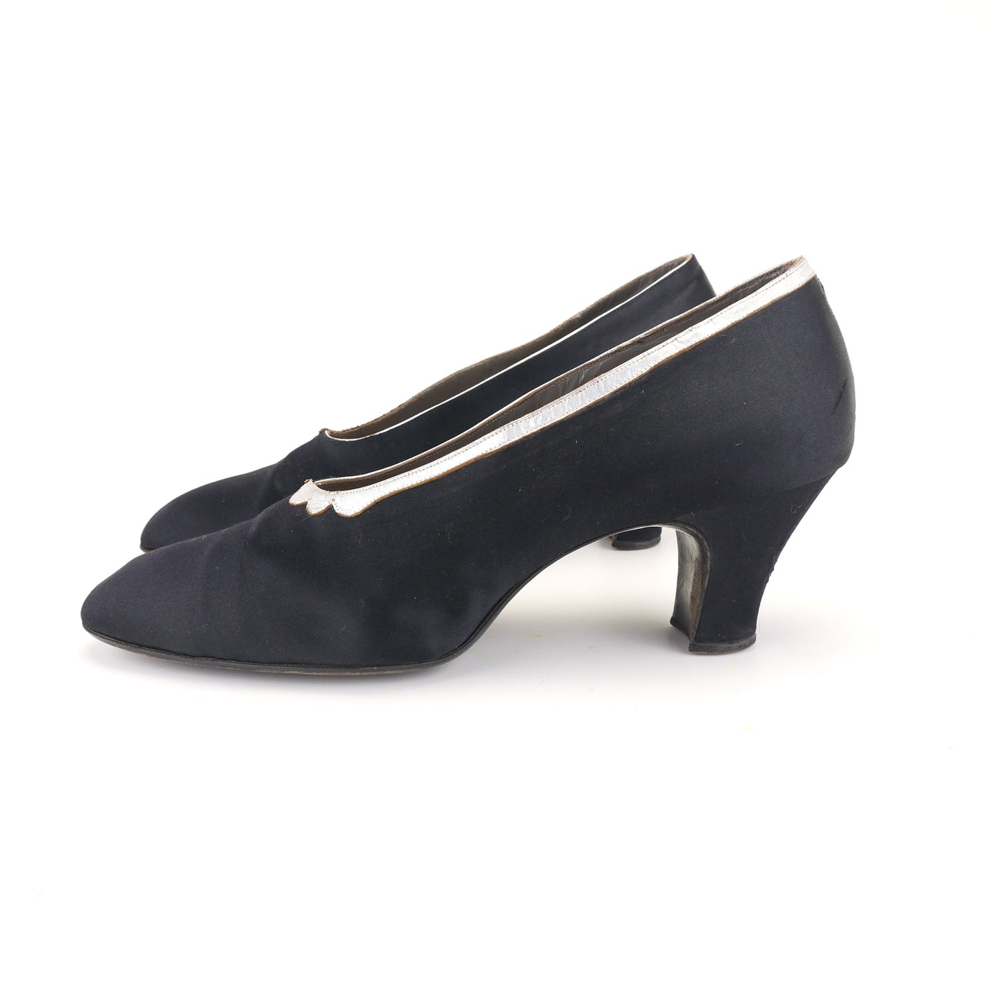 1930s Black Silk Art Deco Pumps UK 7