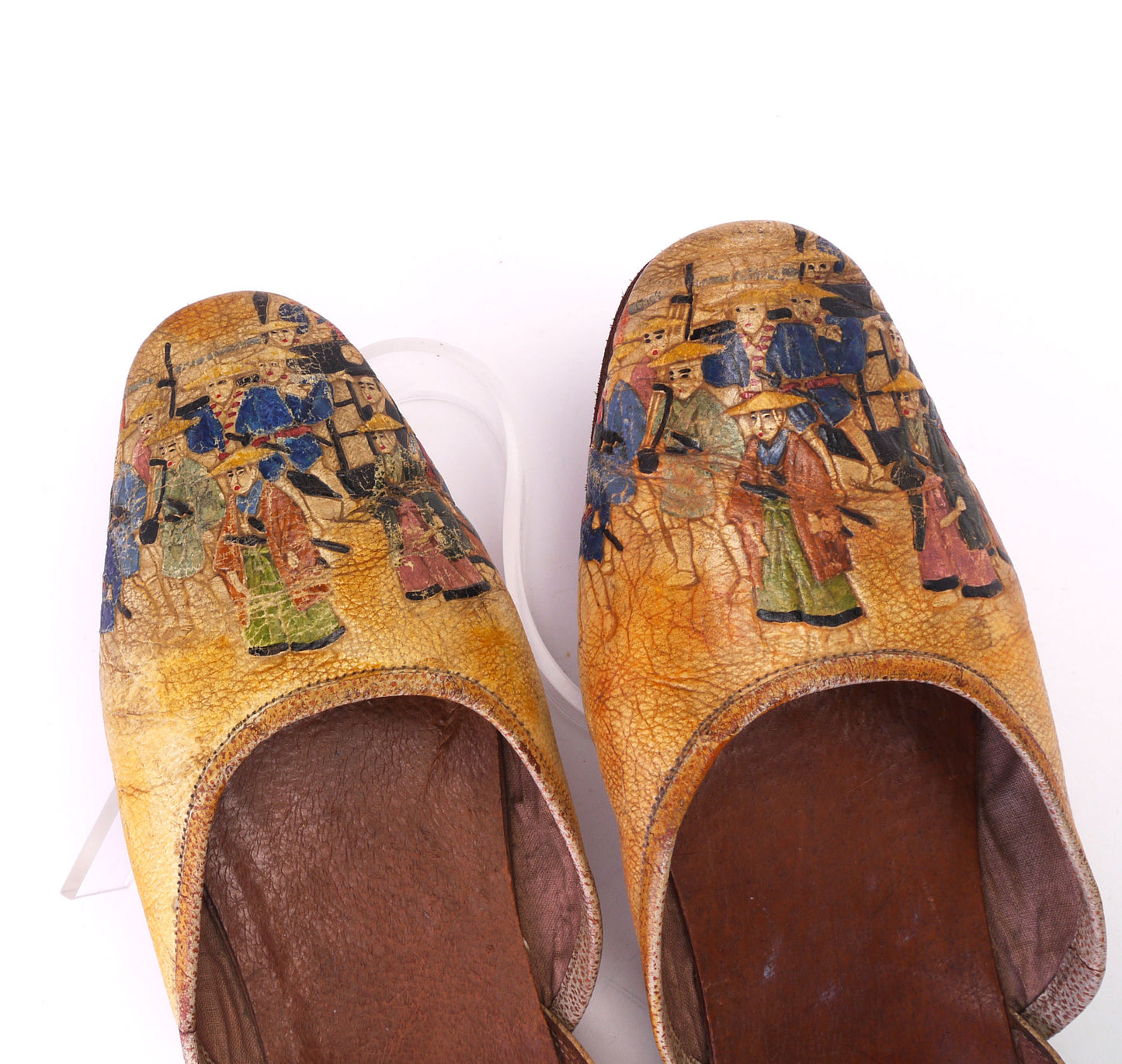 1930s Chinese Leather Souvenir Slippers UK 5