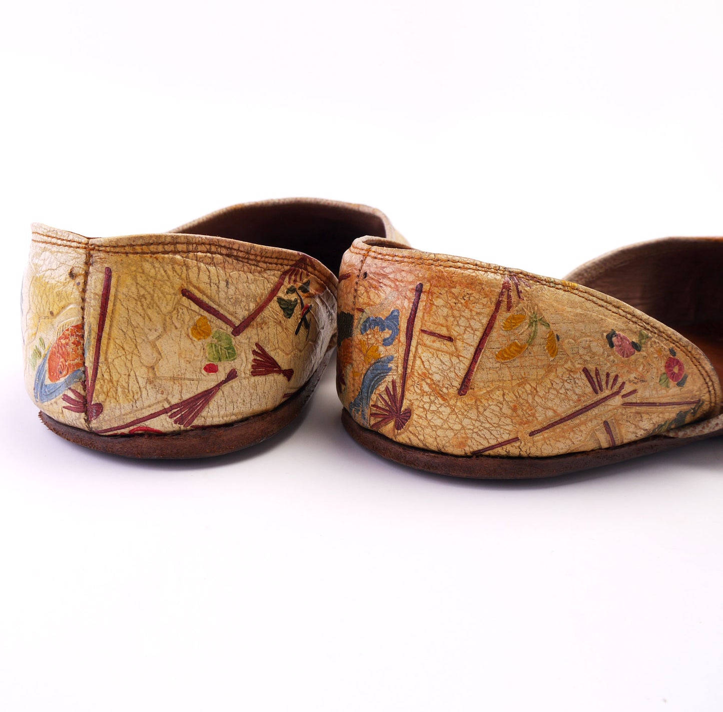 1930s Chinese Leather Souvenir Slippers UK 5