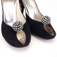Charles Jourdan 1970s Black & Silver Disco Heels UK 6.5