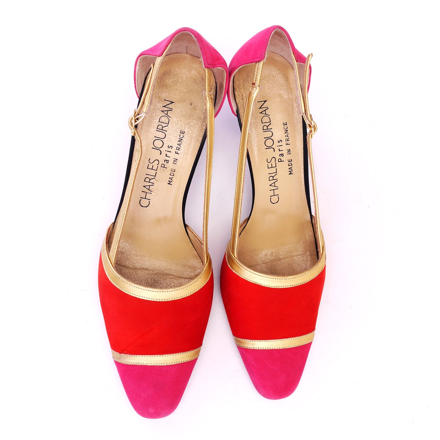 Charles Jourdan 1980s Red & Pink Shoes and Belt UK 3.5