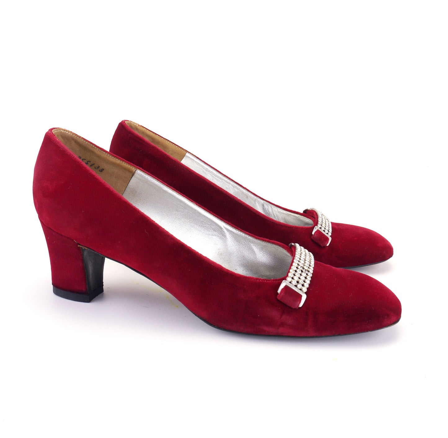 1960s Red Velvet Pumps by Charles Jourdan UK 5.5