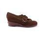 Deadstock 1940s Brown Suede Wedges CC41 UK 1.5