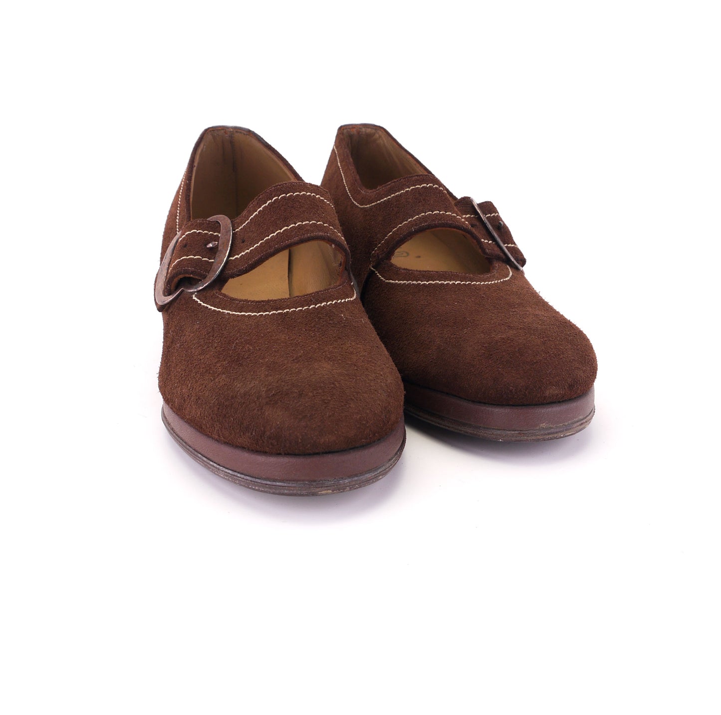 Deadstock 1940s Brown Suede Wedges CC41 UK 1.5