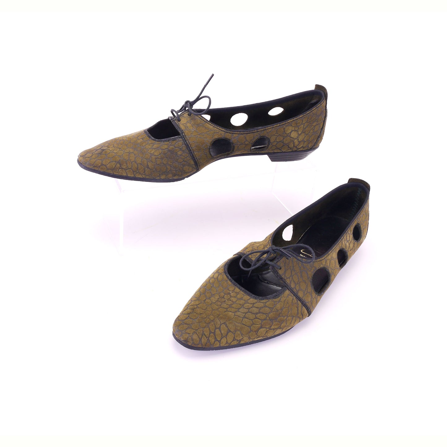 1960s Dark Khaki MOD Flats by Clarks UK 5.5