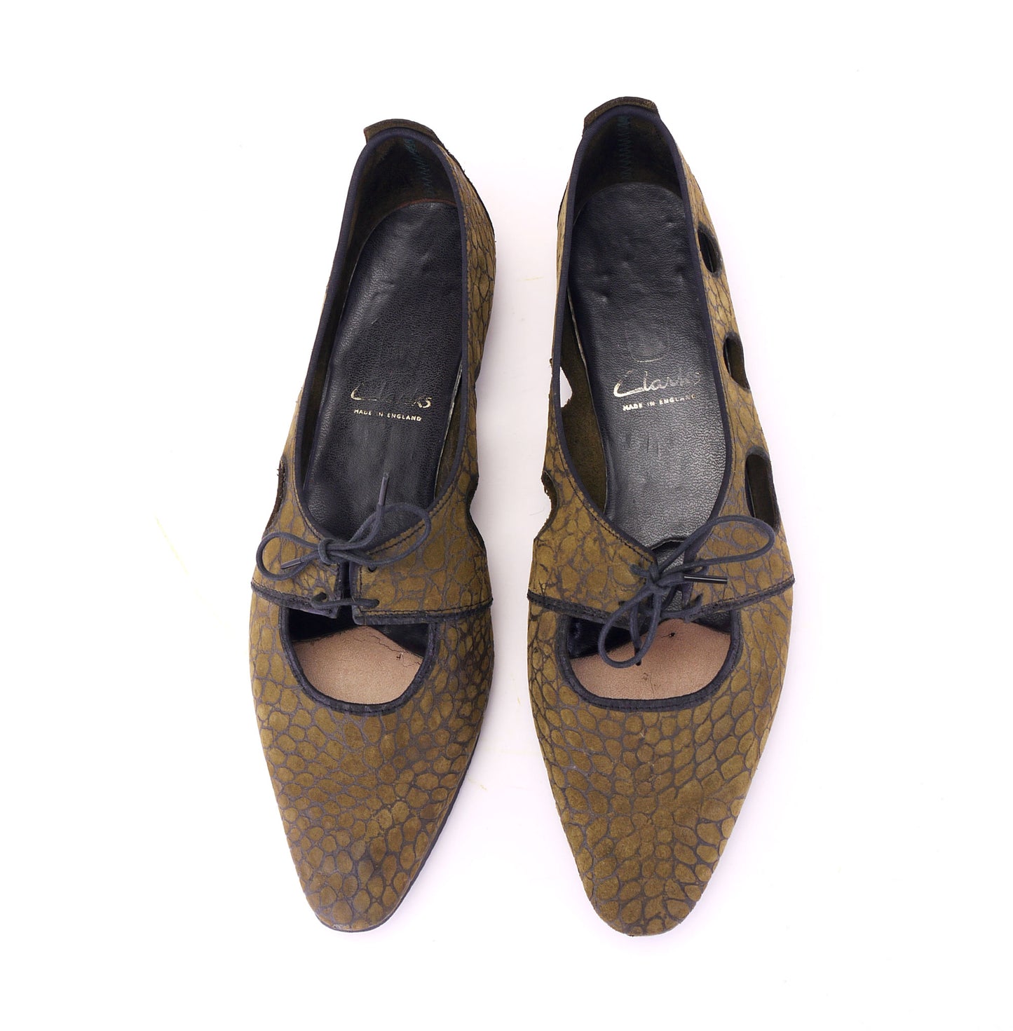 1960s Dark Khaki MOD Flats by Clarks UK 5.5