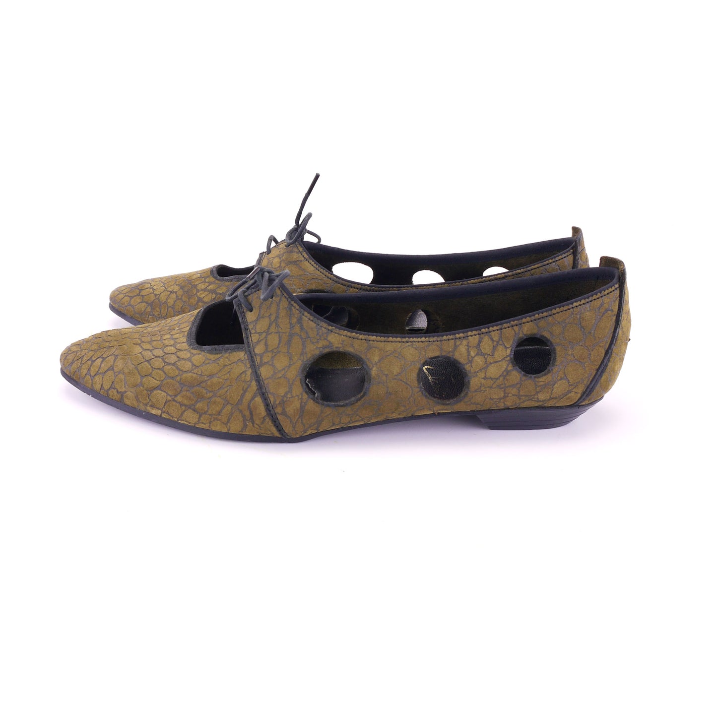 1960s Dark Khaki MOD Flats by Clarks UK 5.5
